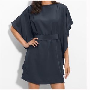 95% Silk Suzy Chin For Maggy Navy Sack Dress 12